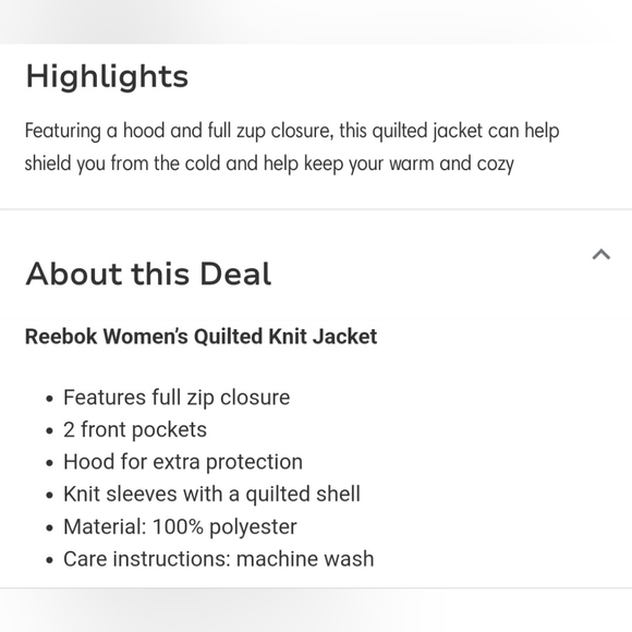 ๐๏ธ๐ท Reebok Poly Woven Quilted full zipped hooded Jacket - Navy Blue - Medium - Picture 3 of 16